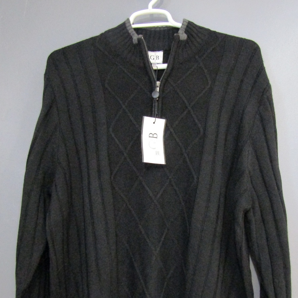 NEW Geoffrey Beene Black & Gray 1/4 Zip Cable XXL - Picture 2 of 5